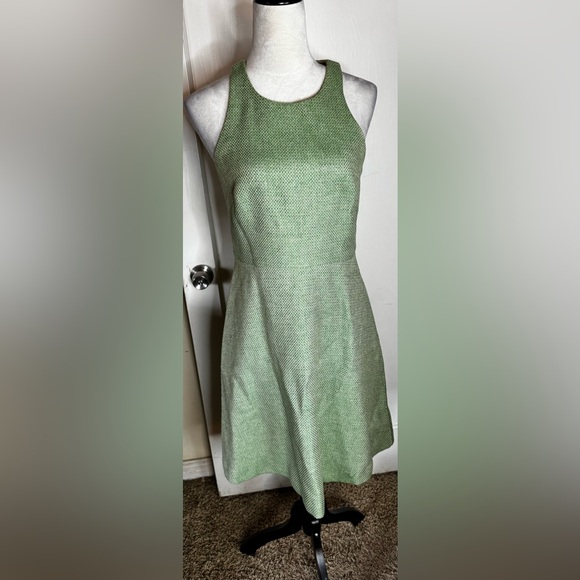 J.Crew Green Gingham Skater Cocktail Dress Racerback Sleeveless Circle Skirt - Picture 4 of 10